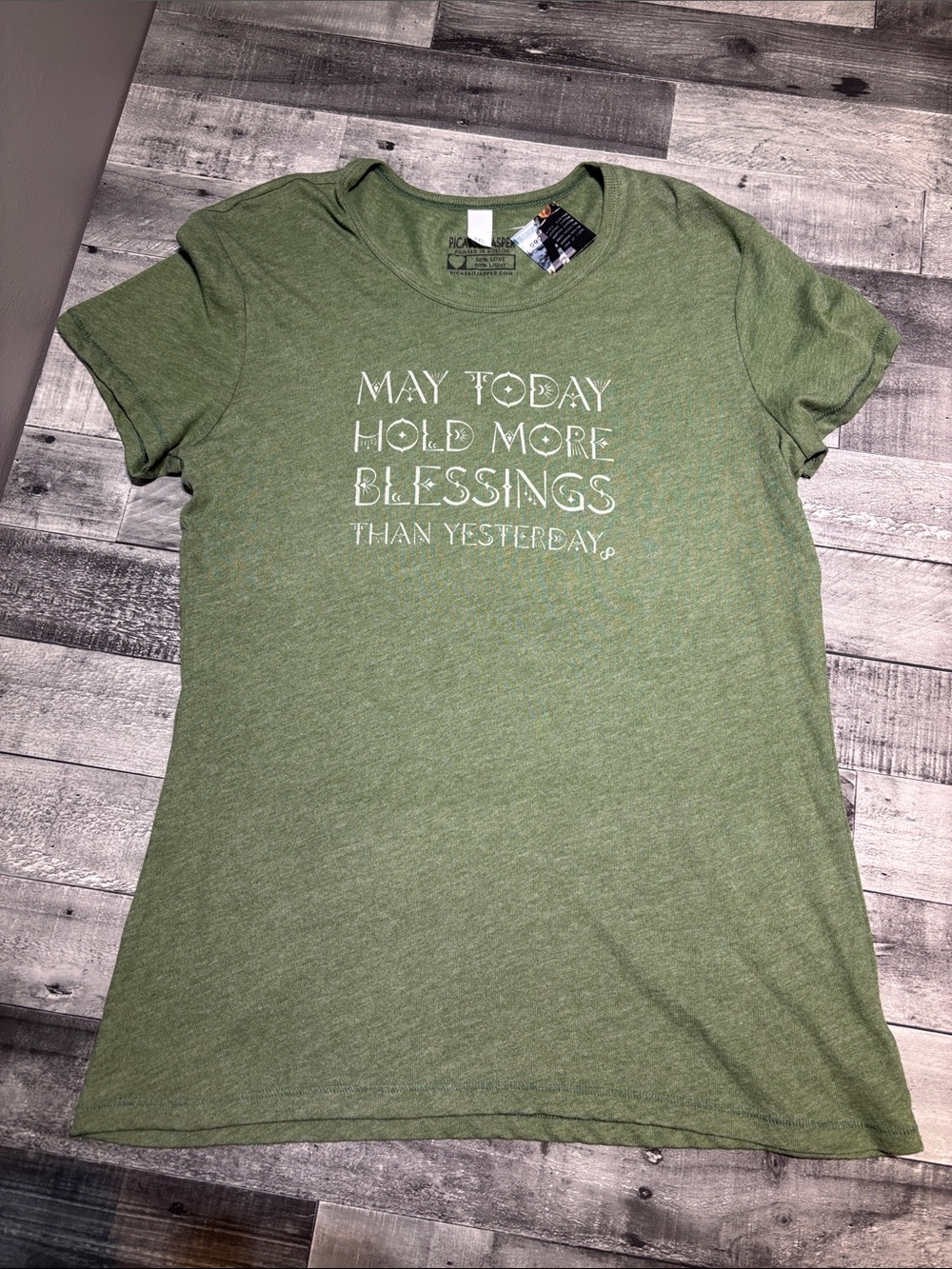 Casual Green Graphic Tee - 'May Today Hold More Blessings'